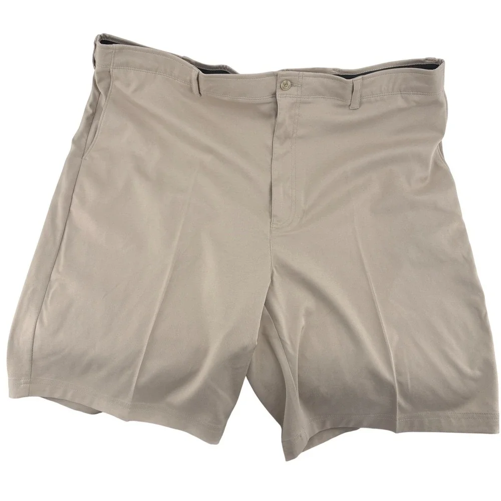 Pro Tour Mens Golf Shorts Khaki Tan Stretch 44‎ Flat Front Performance Pockets